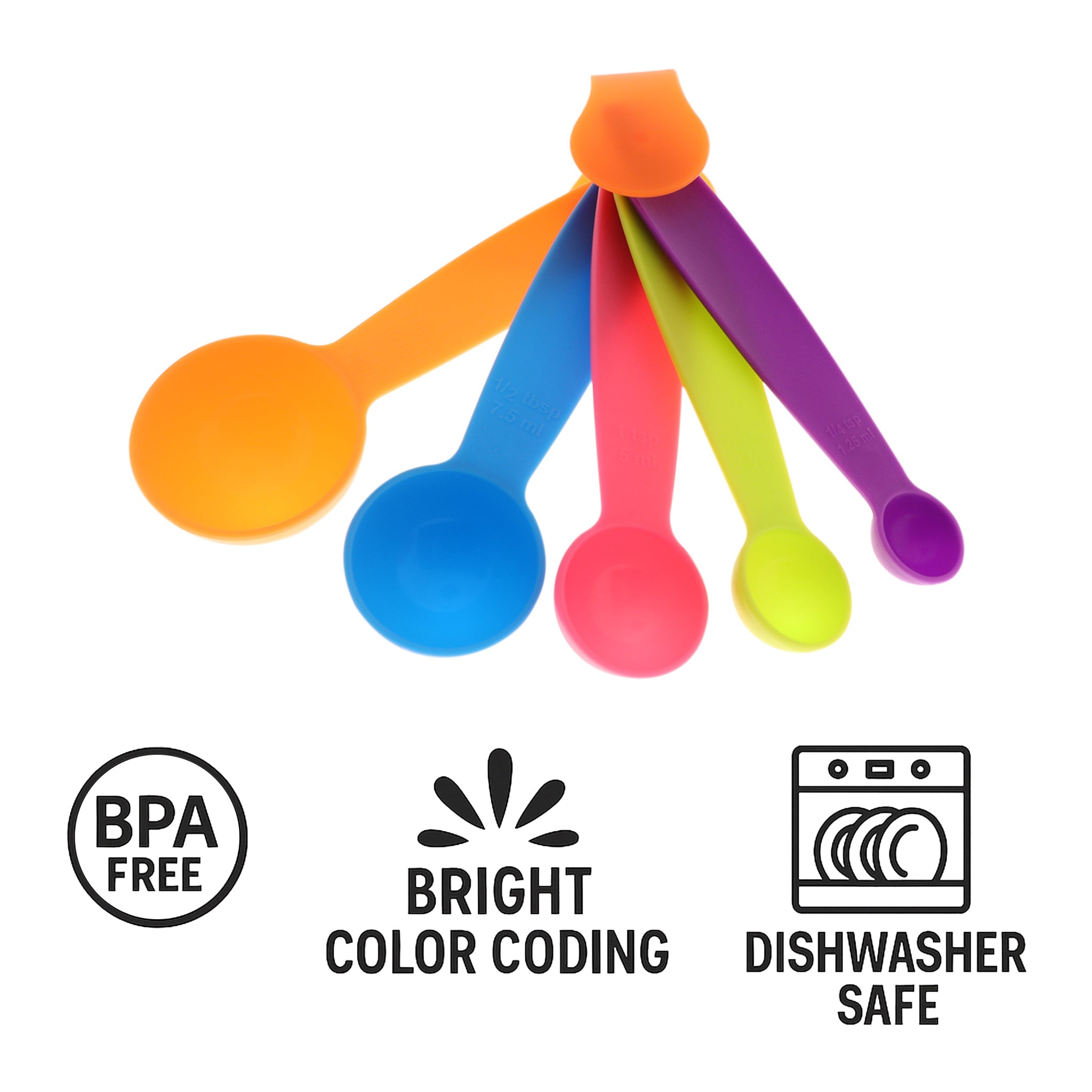REGENT BAKEWARE MEASURING SPOON PLASTIC ASSORTED COLOURS 5 PCS SET