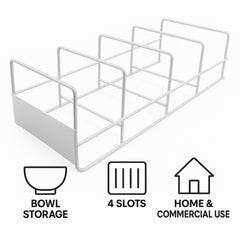 REGENT 4 SLOT BOWL STORAGE RACK POWDER COATED WHITE, 380X150MM