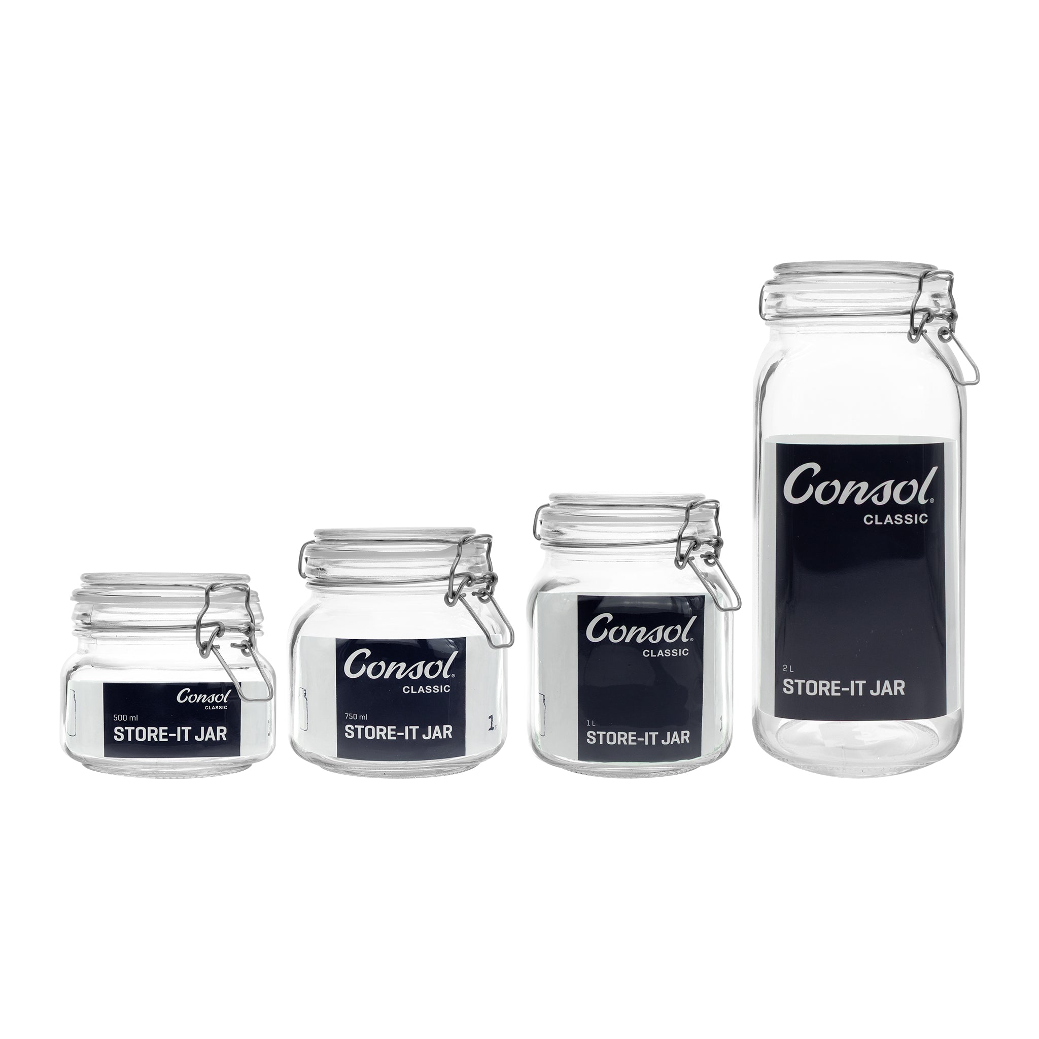 CONSOL STORE-IT JAR WITH CLIP TOP LID, 750ML