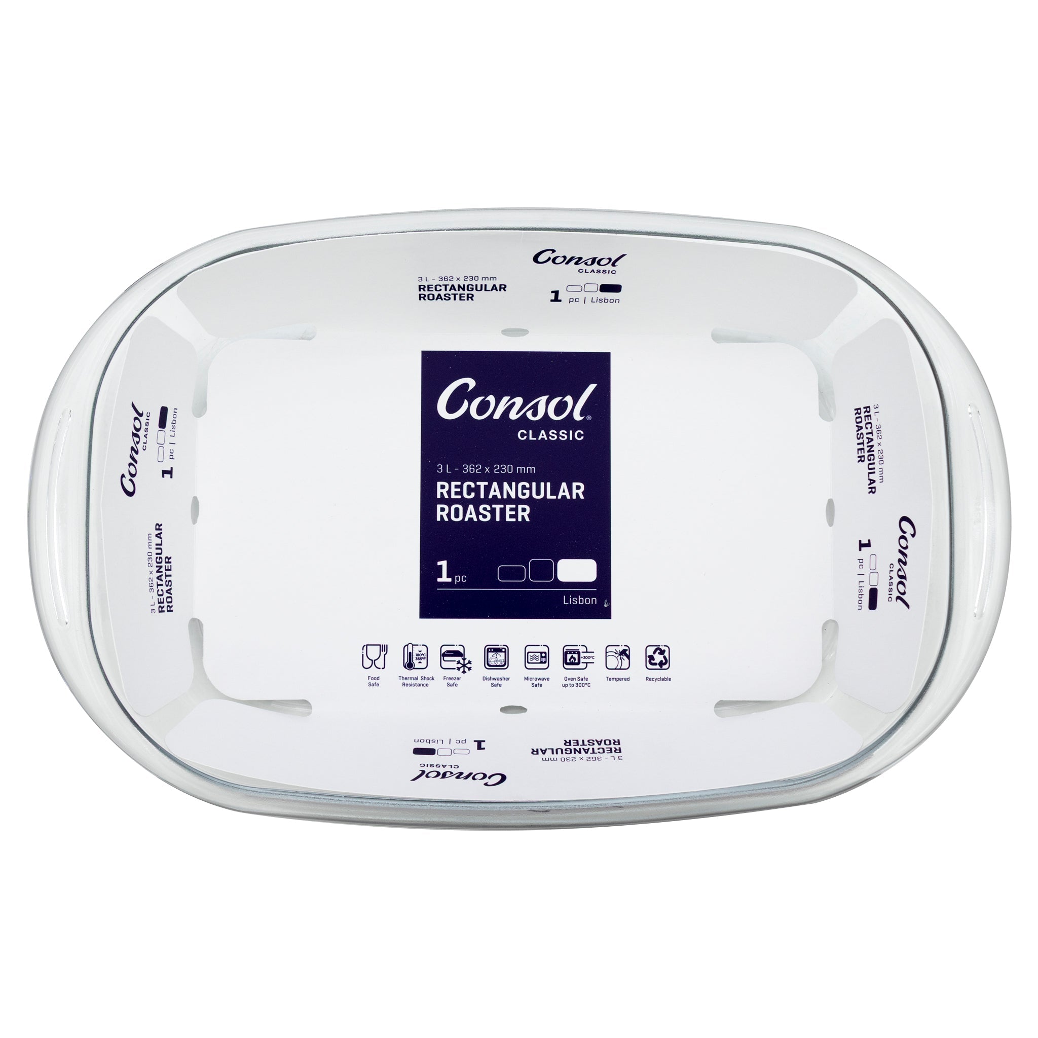 CONSOL LISBON RECTANGULAR ROASTER, 3L