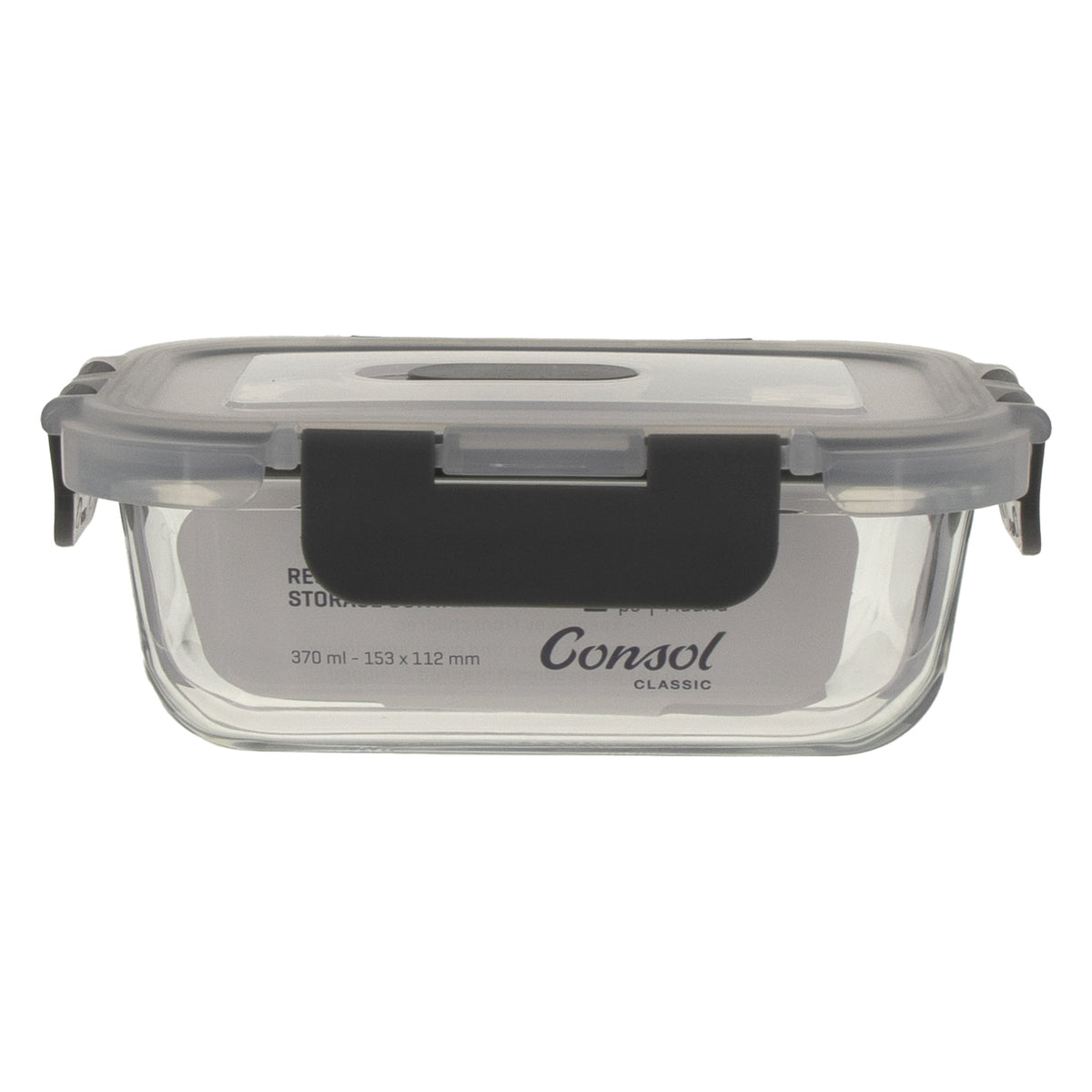 CONSOL MADRID RECT. STORAGE CONTAINER WITH VENTED CLIP ON LID, 370ML