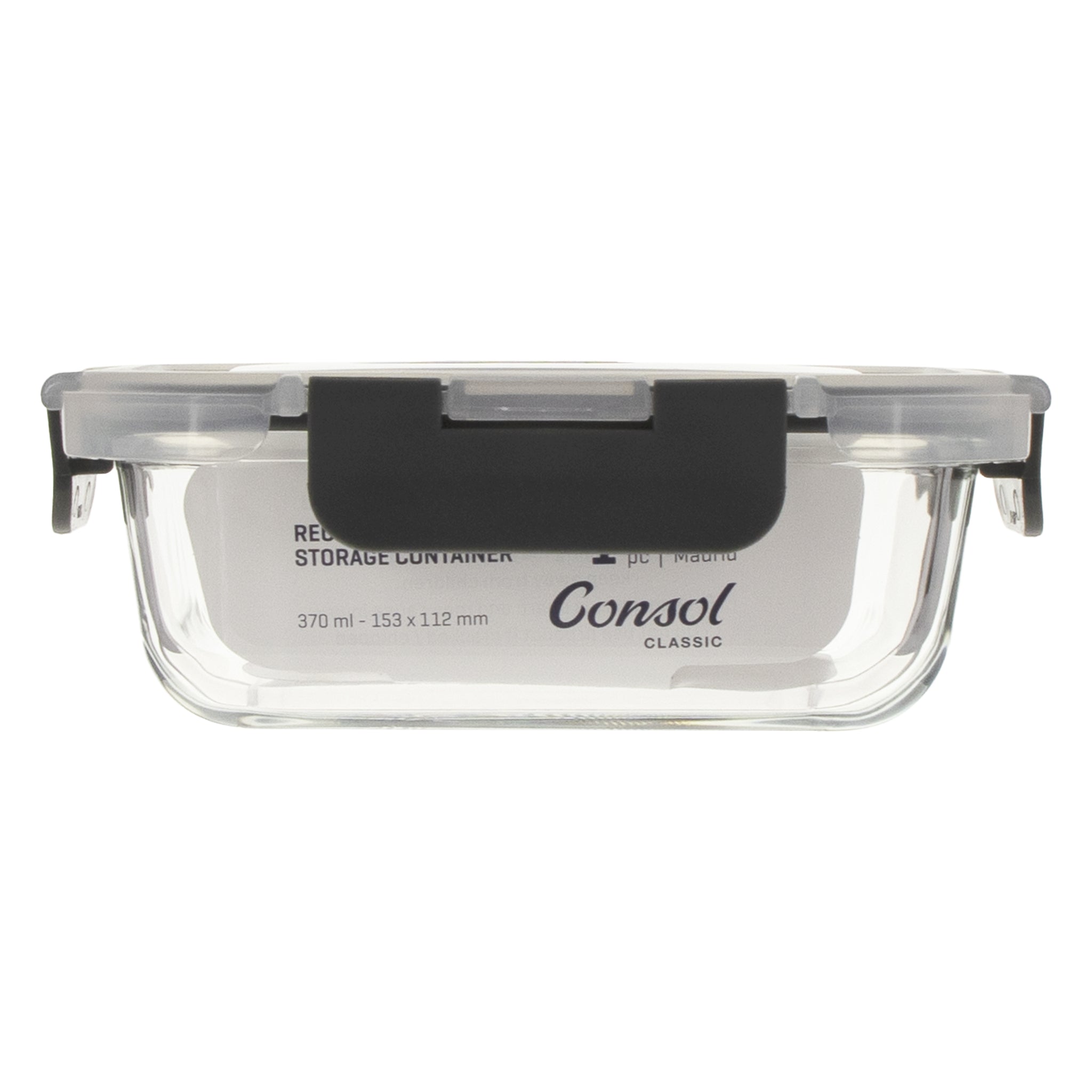 CONSOL MADRID RECT. STORAGE CONTAINER WITH VENTED CLIP ON LID, 370ML