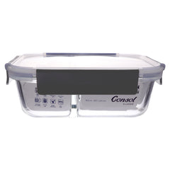 CONSOL MADRID RECT. 3 DIVISION STORAGE CONTAINER WITH CLIP ON LID, 910ML