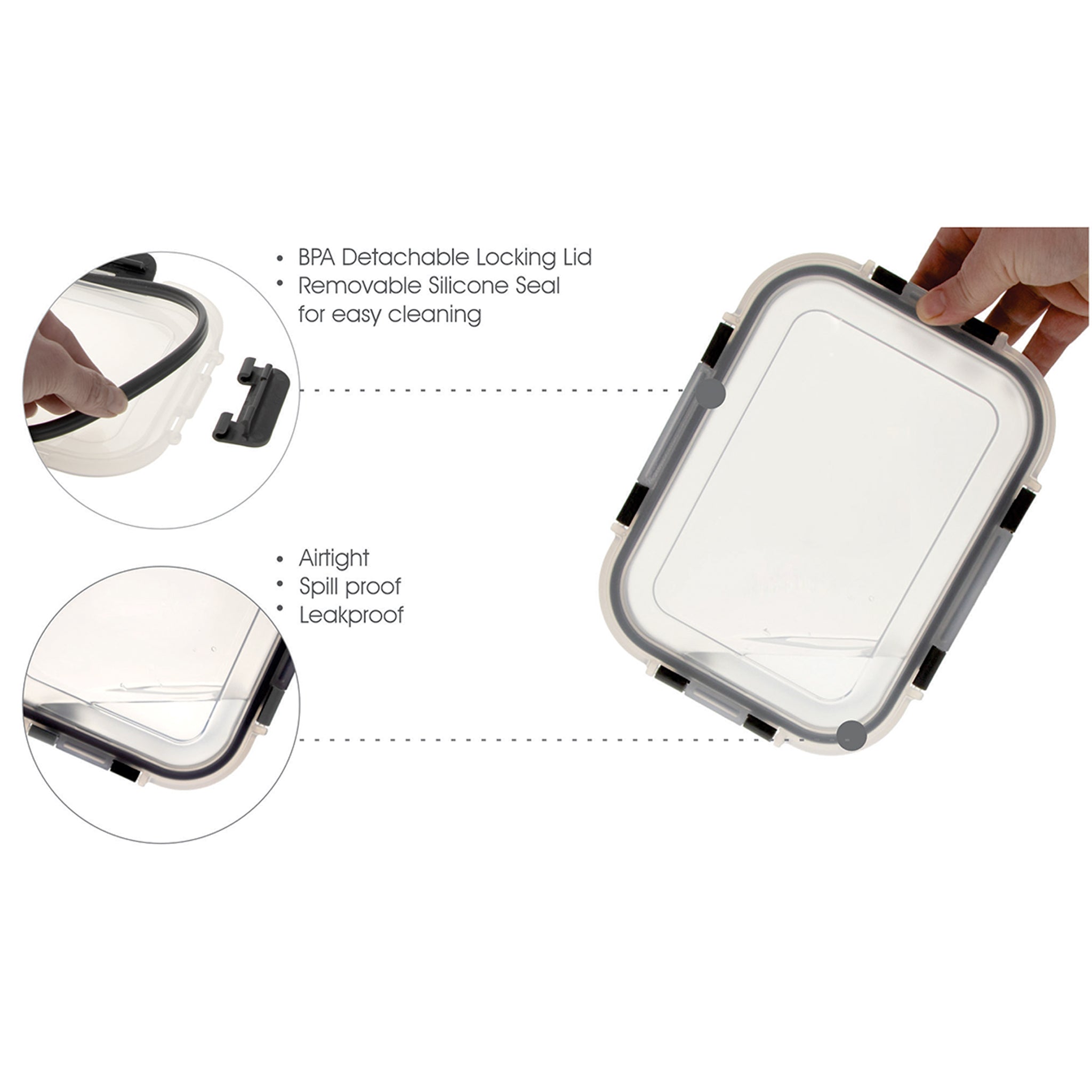 CONSOL MADRID RECT. 2 DIVISION STORAGE CONTAINER WITH CLIP ON LID, 1.36L