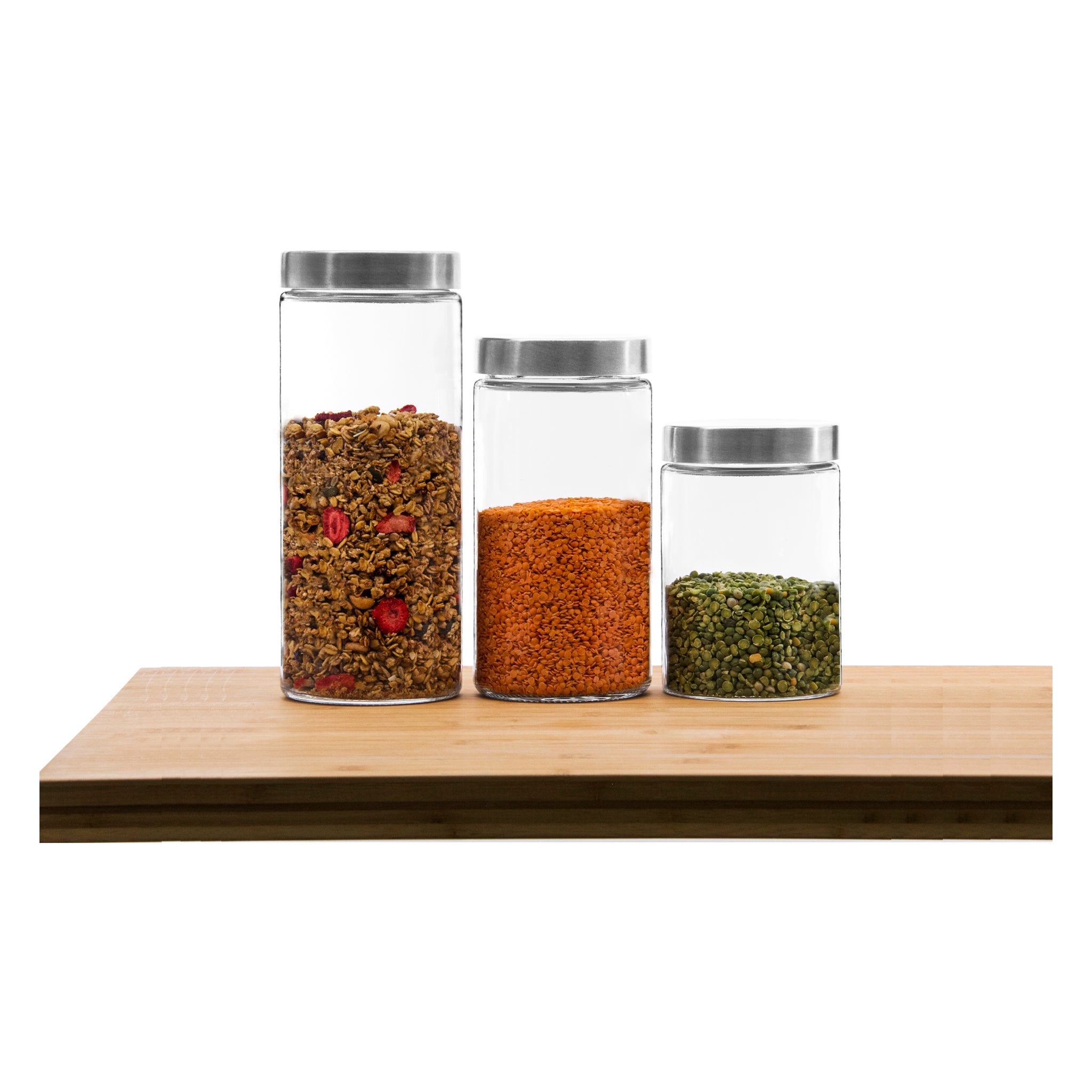 CONSOL CHICAGO CANISTERS WITH STAINLESS STEEL LIDS 3PK SET