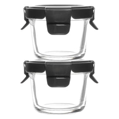 CONSOL ROUND GLASS BABY FOOD CONTAINERS WITH VENTED CLIP LIDS 2PK, 130ML