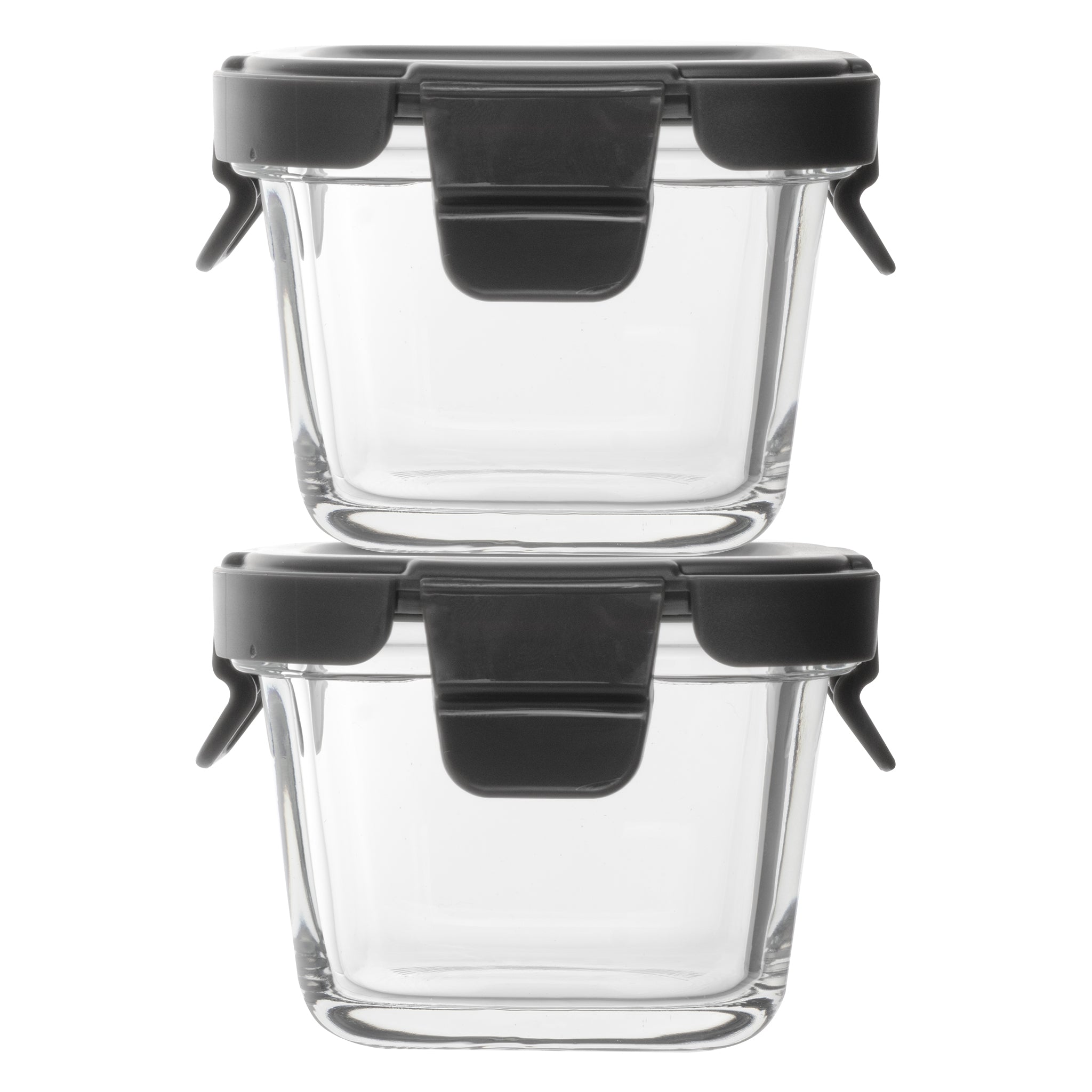 CONSOL SQUARE GLASS BABY FOOD CONTAINERS WITH VENTED CLIP LIDS 2PK, 160ML