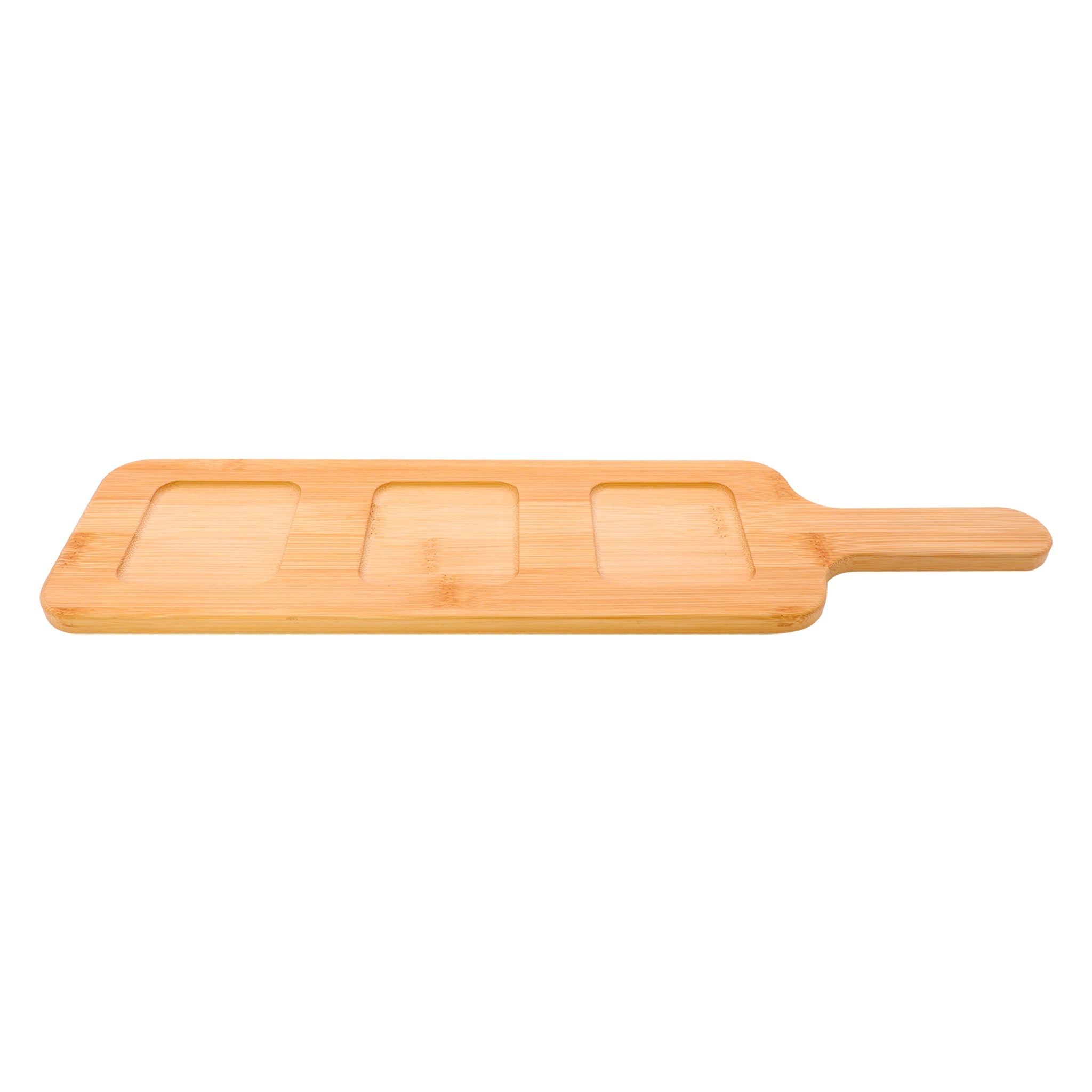 CONSOL SANTORINI 3 SQUARE GLASS BOWLS 140ML ON A BAMBOO SERVING BOARD 4PCS SET