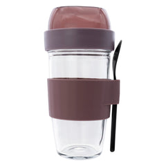 CONSOL LUGO LAYER LUX CUP WITH PURPLE PLASTIC LID AND GREY SPOON, 480ML