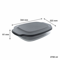 CONSOL VIGO RECTANGULAR GLASS BAKING DISH WITH GREY PLASTIC LID, 2.7L