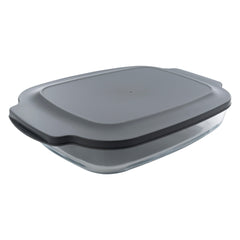 CONSOL VIGO RECTANGULAR GLASS BAKING DISH WITH GREY PLASTIC LID, 3.8L