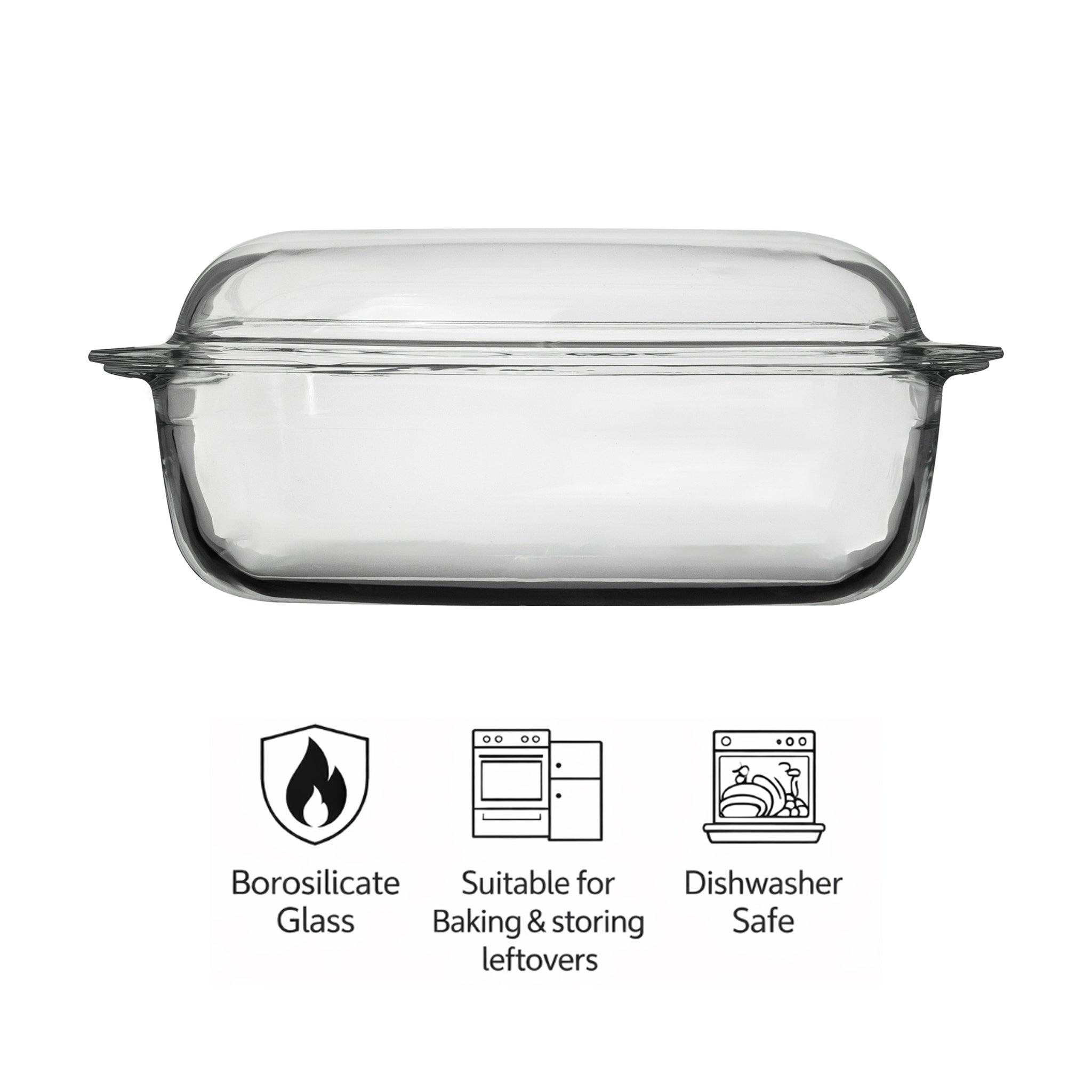 CONSOL CORDOBA RECTANGULAR GLASS CASSEROLE WITH LID, 4.5L