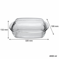 CONSOL CORDOBA RECTANGULAR GLASS CASSEROLE WITH LID, 4.5L