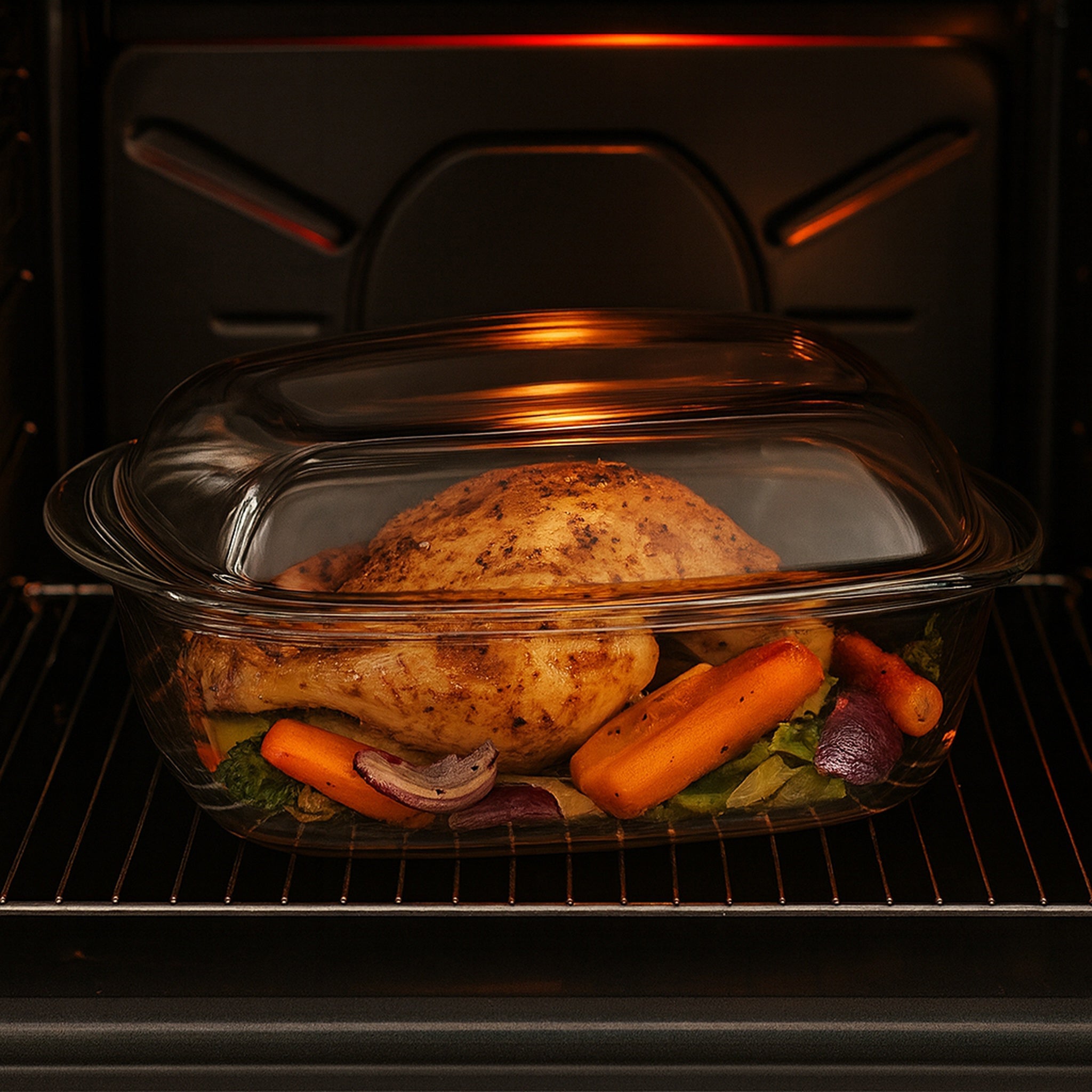 CONSOL CORDOBA RECTANGULAR GLASS CASSEROLE WITH LID, 4.5L
