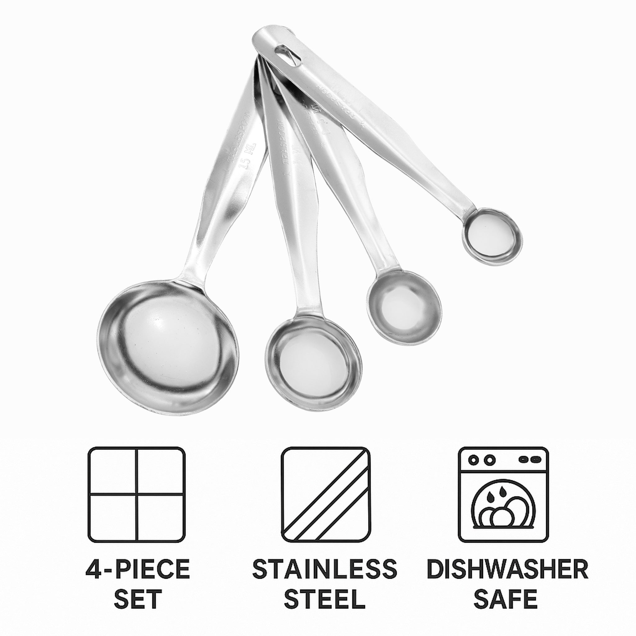 REGENT BAKEWARE DELUXE MEASURING SPOONS ST STEEL 4PK SET, 1/4TSP-1TBSP