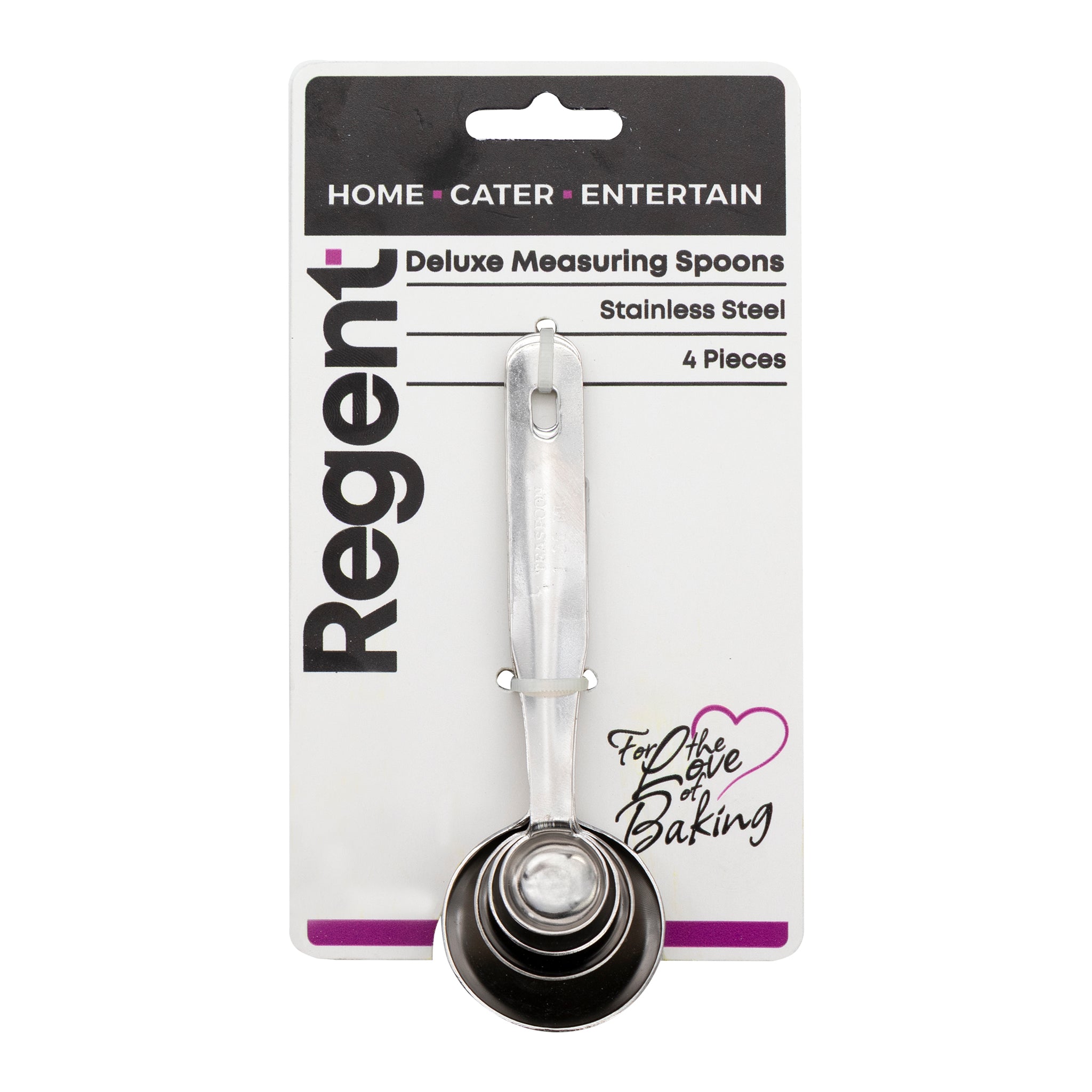 REGENT BAKEWARE DELUXE MEASURING SPOONS ST STEEL 4PK SET, 1/4TSP-1TBSP