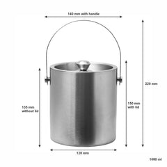 BAR BUTLER DOUBLE WALL ICE BUCKET WITH LID ST STEEL, 1L