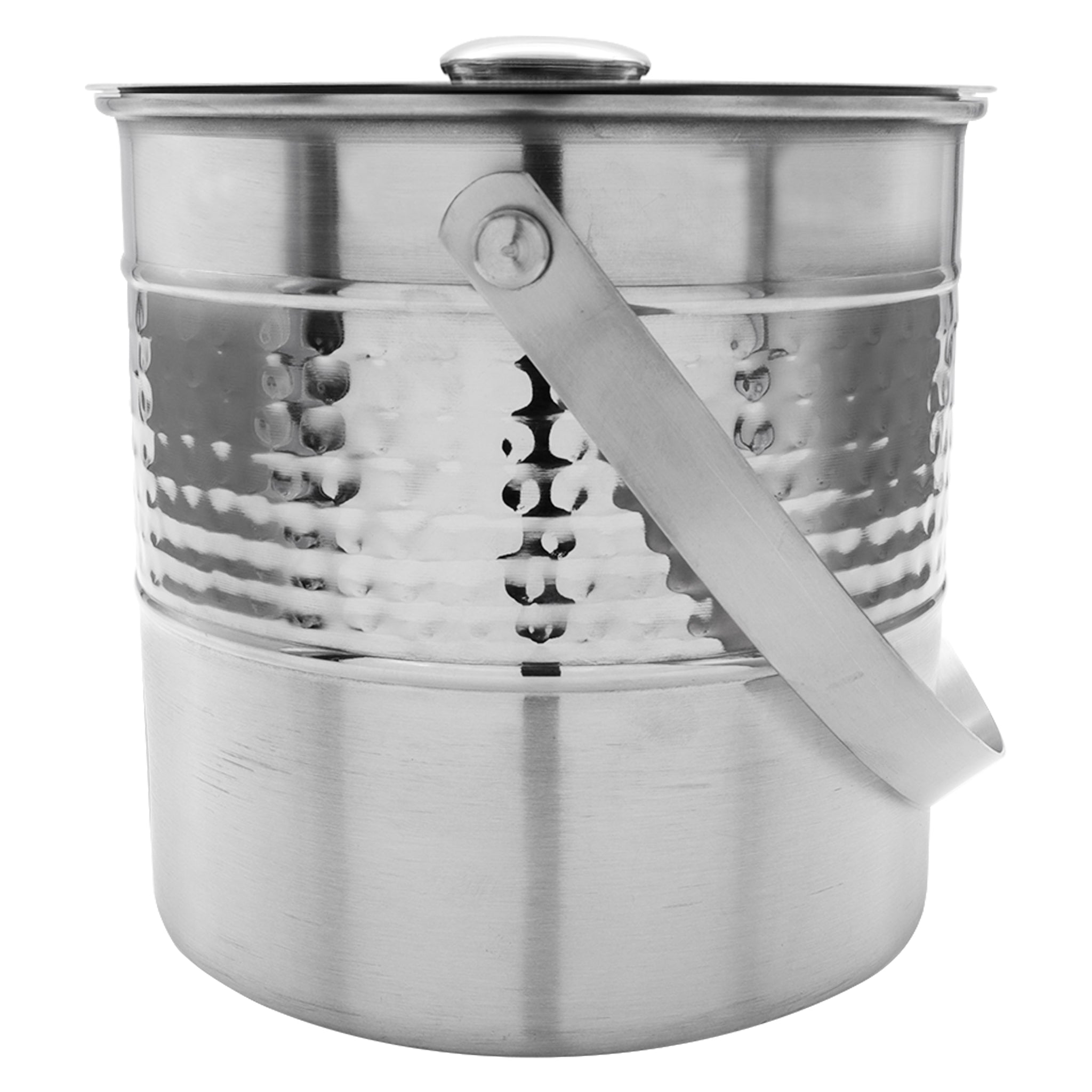 BAR BUTLER ICE BUCKET HAMMERED WITH LID AND HANDLE ST STEEL, 2.7L