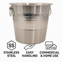 BAR BUTLER CHAMPAGNE BUCKET HAMMERED WITH RING HANDLES ST STEEL, 4L