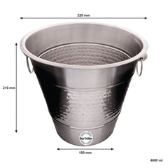 BAR BUTLER CHAMPAGNE BUCKET HAMMERED WITH RING HANDLES ST STEEL, 4L