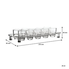 BAR BUTLER 10 CLEAR PLASTIC SHOT GLASSES 25ML ON A TRAY 11PCS SET