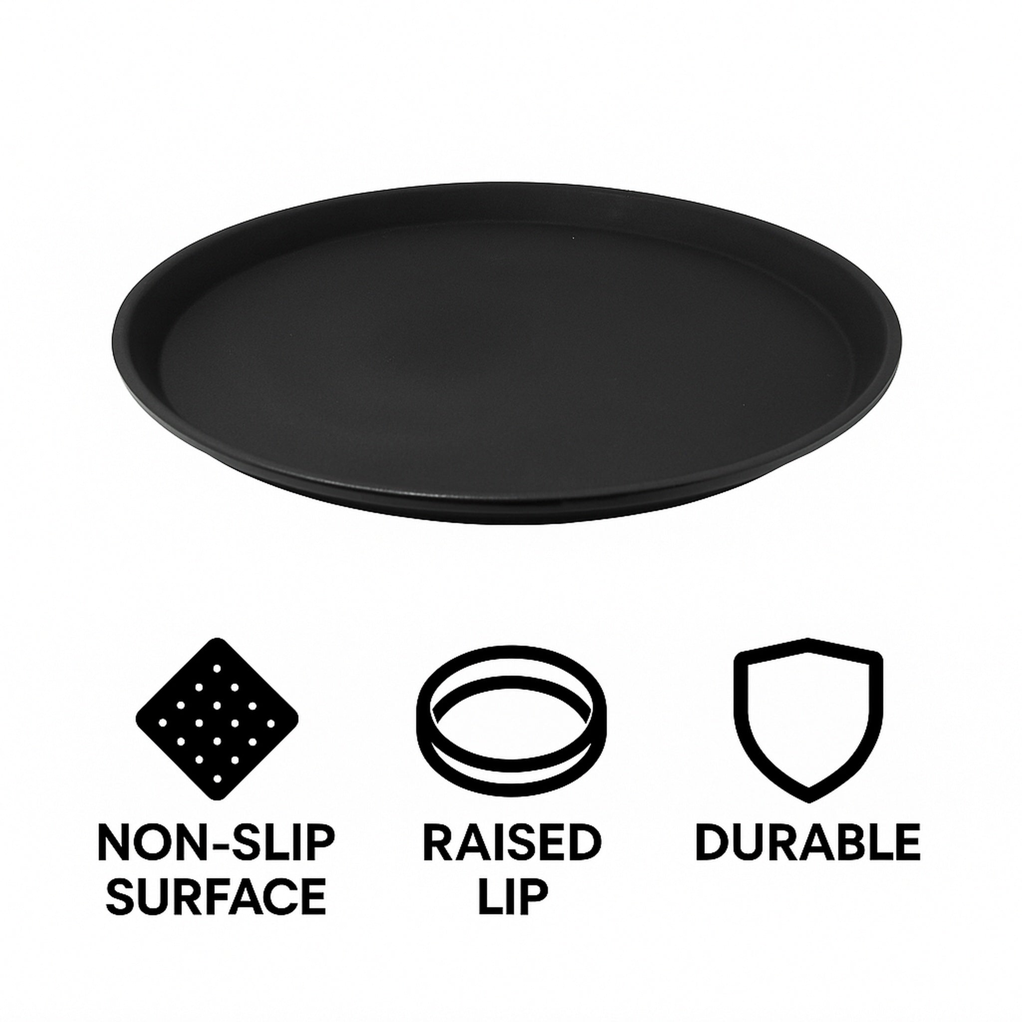 BAR BUTLER BLACK NON-SLIP ROUND TRAY, 355MM DIA