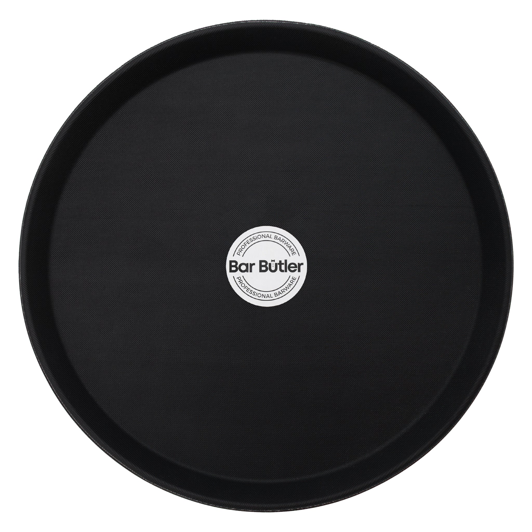 BAR BUTLER BLACK NON-SLIP ROUND TRAY, 355MM DIA