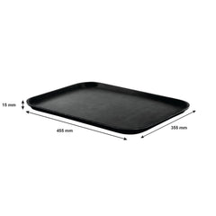 BAR BUTLER BLACK NON-SLIP RECTANGULAR TRAY, 455MMX355MM
