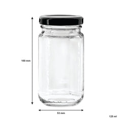 CONSOL SHEER JARS WITH BLACK LIDS 6PK, 125ML