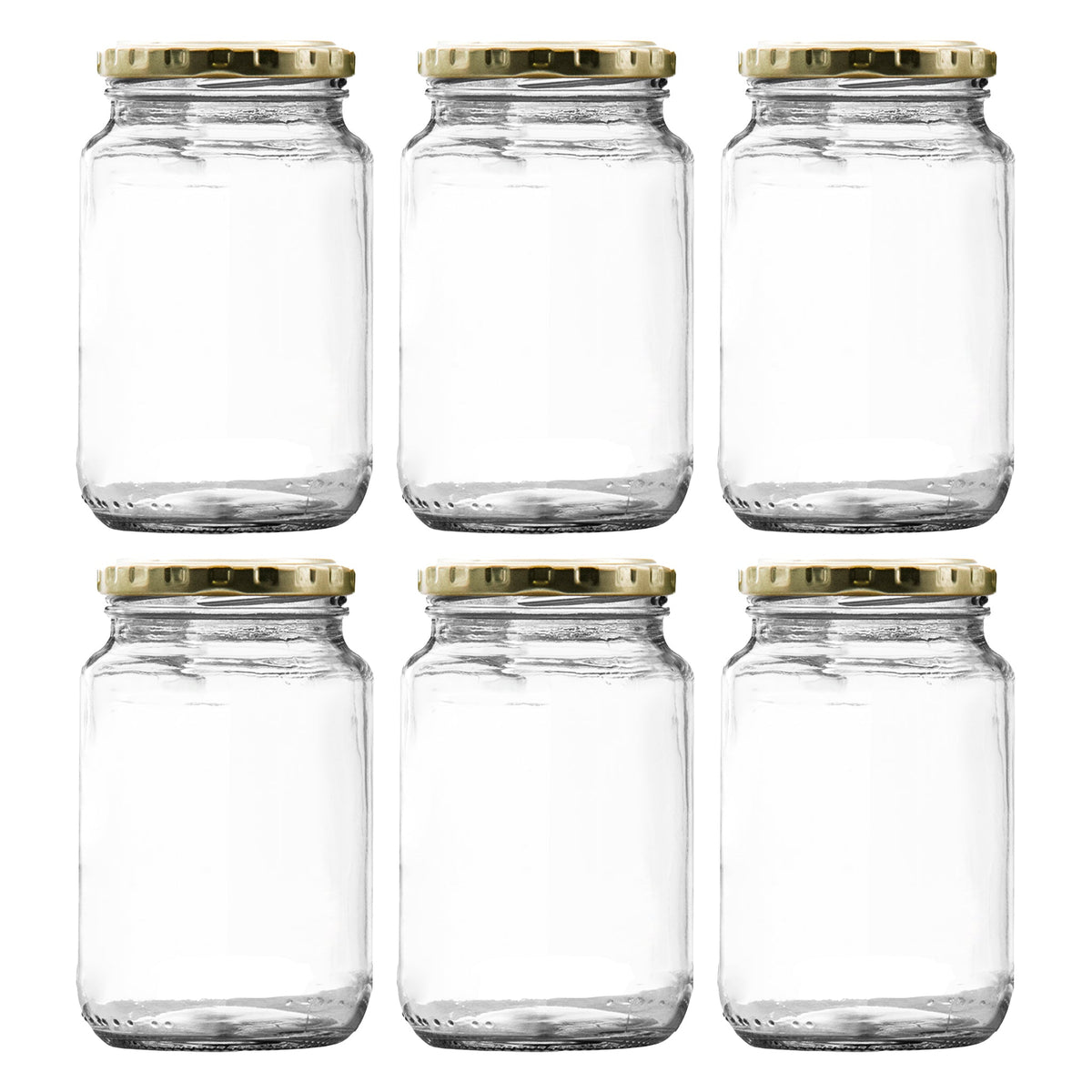 CONSOL ROUND JARS WITH GOLD LIDS 6PK, 375ML