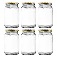 CONSOL ROUND JARS WITH GOLD LIDS 6PK, 375ML