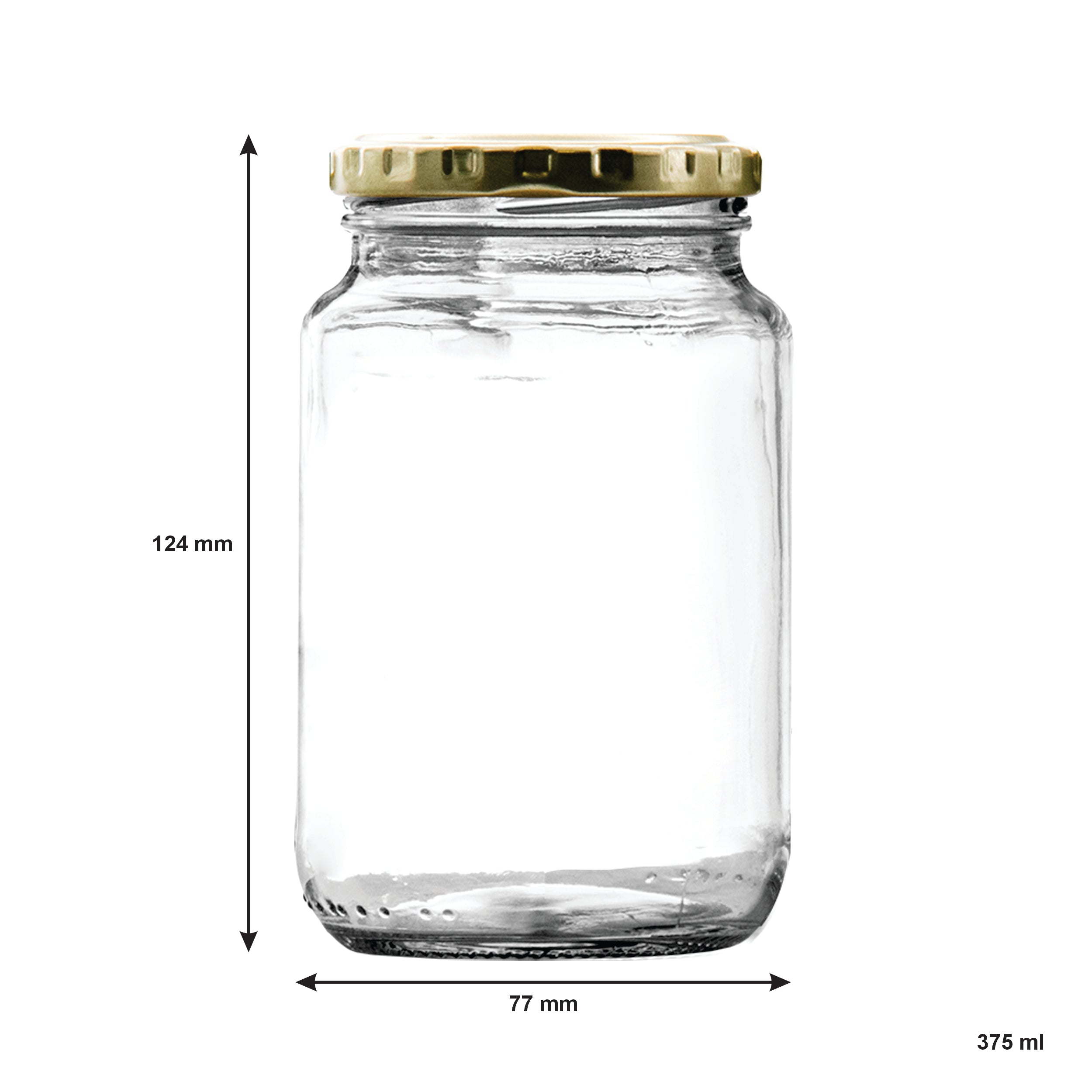 CONSOL ROUND JARS WITH GOLD LIDS 6PK, 375ML