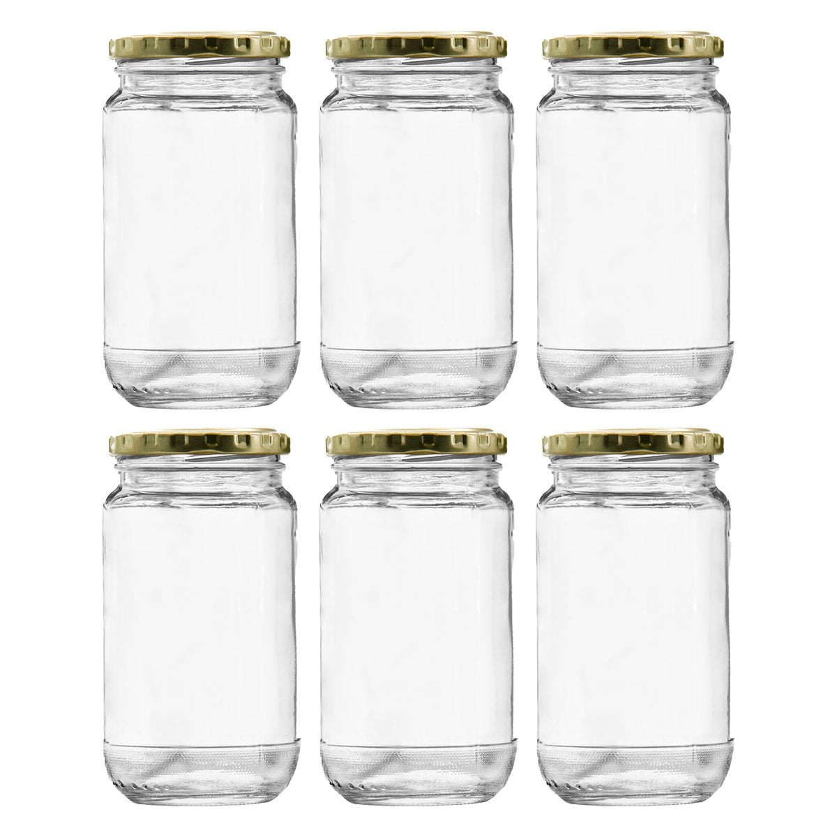CONSOL SHEER JARS ROUND WITH GOLD LIDS 6PK, 375ML