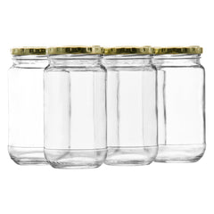 CONSOL SHEER JARS ROUND WITH GOLD LIDS 6PK, 375ML
