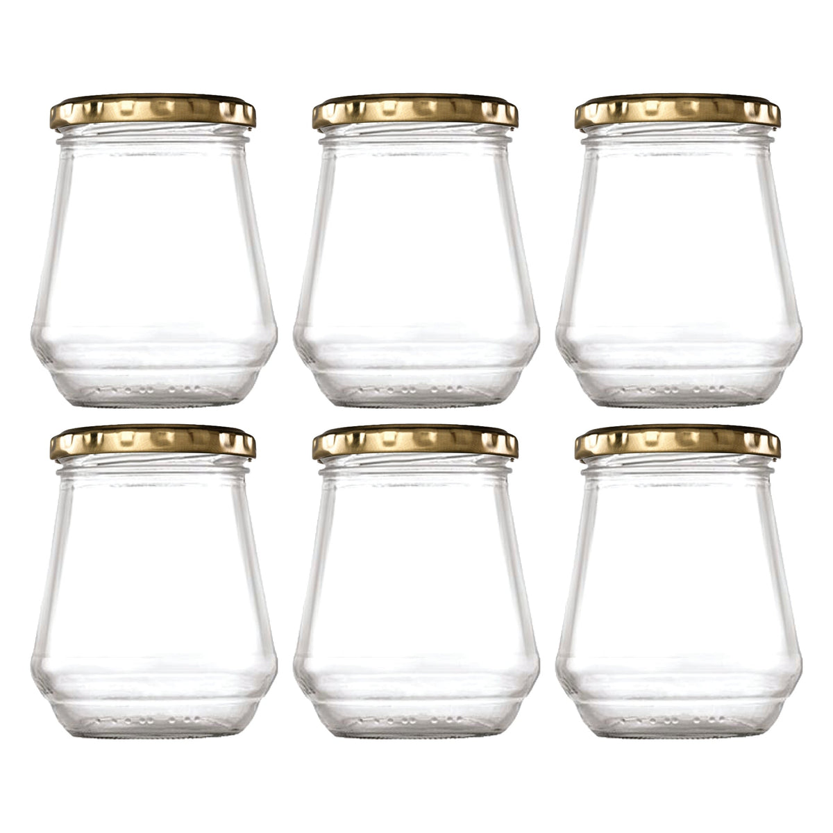 CONSOL CONICAL JARS WITH GOLD LIDS 6PK, 375ML