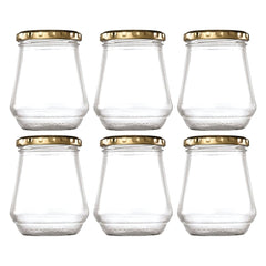CONSOL CONICAL JARS WITH GOLD LIDS 6PK, 375ML