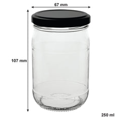 CONSOL FARRAGO JARS WITH BLACK LIDS 6PK, 250ML