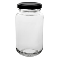 CONSOL SHEER JARS WITH BLACK LIDS 6PK, 250ML