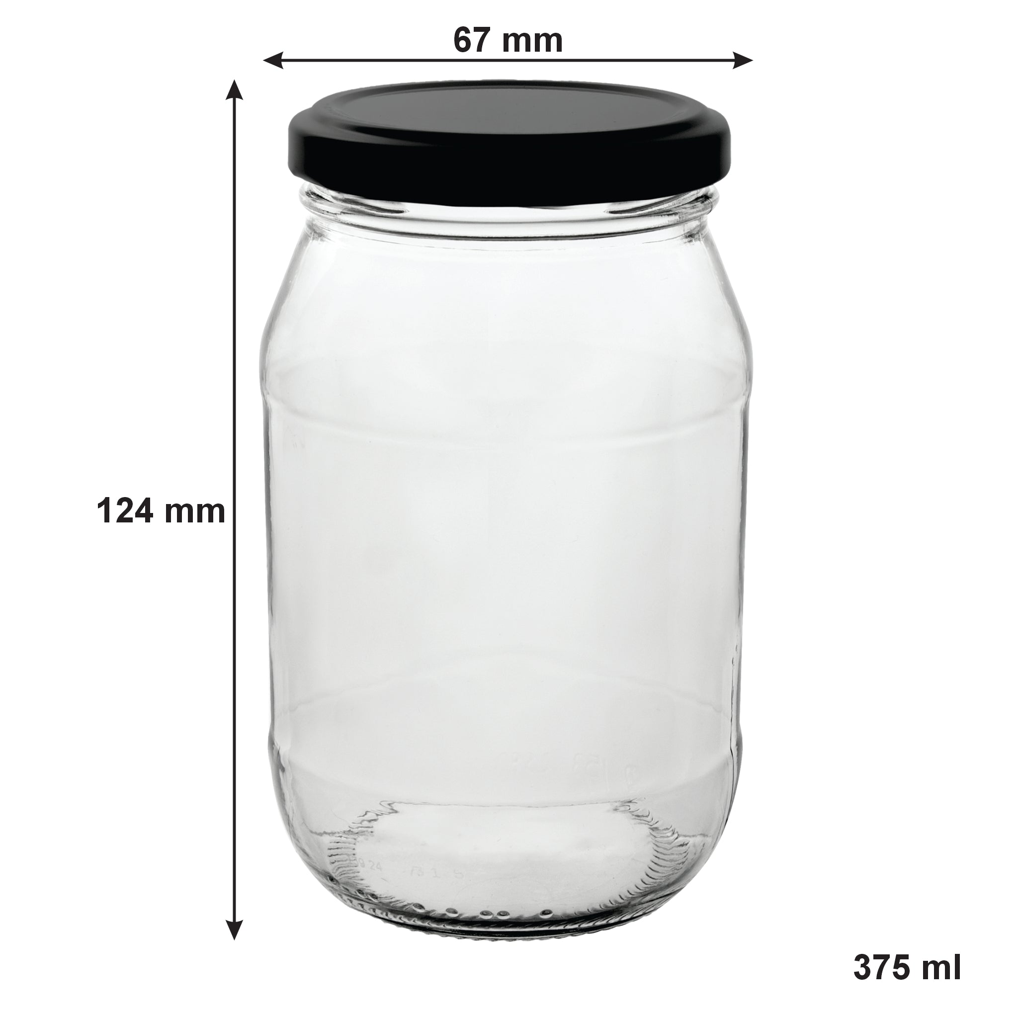 CONSOL FARRAGO JARS WITH BLACK LIDS 6PK, 375ML