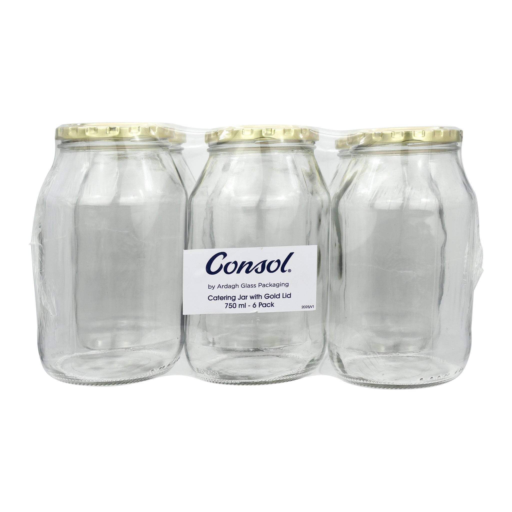 CONSOL CATERING JAR WITH GOLD LID 6PK, 750ML