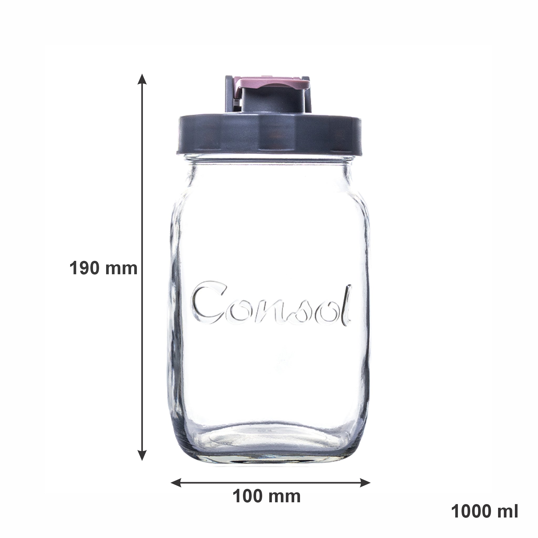 CONSOL PRESERVE JAR WITH ASSORTED COLOURED FLIP TOP LIDS, 1 L