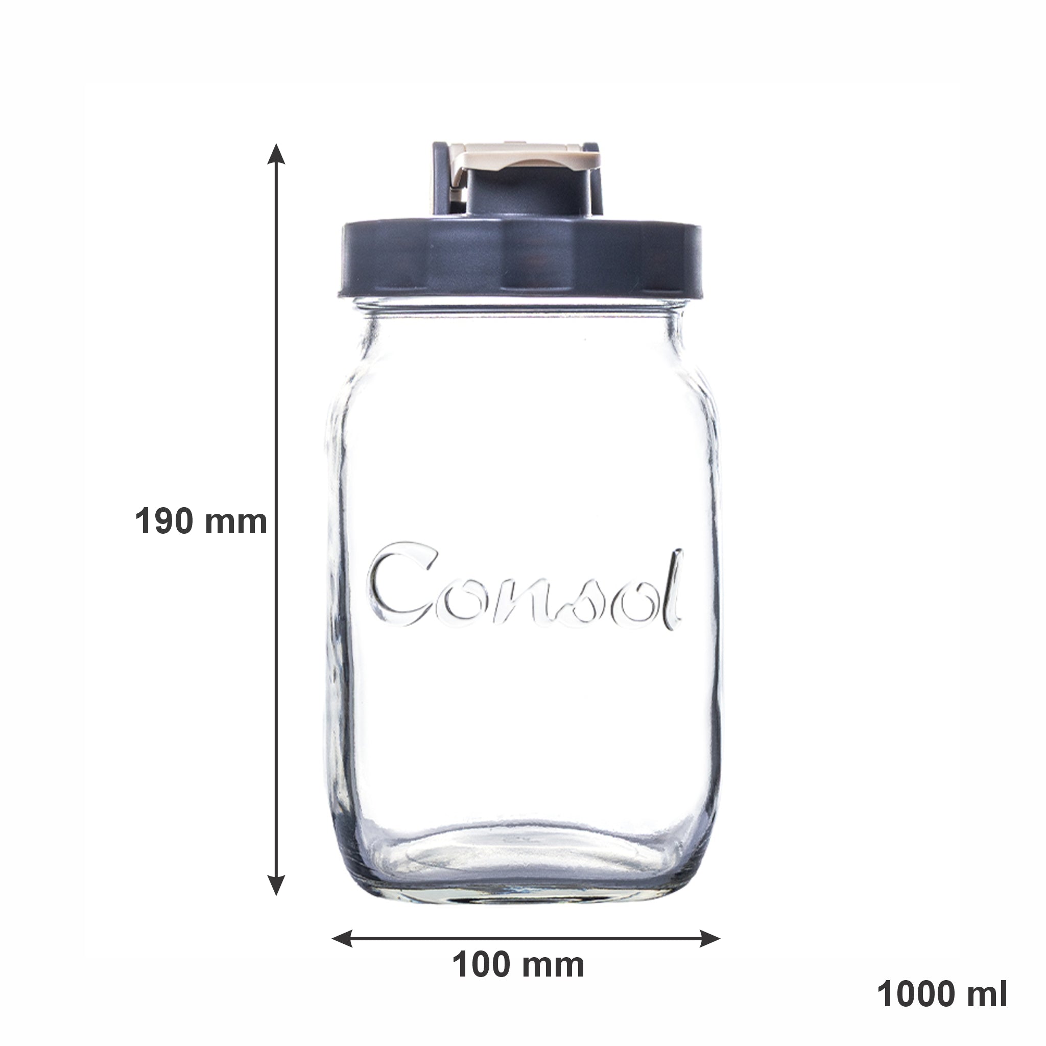 CONSOL PRESERVE JAR WITH ASSORTED COLOURED FLIP TOP LIDS, 1 L