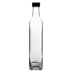 CONSOL SQUARE OIL/VINEGAR BOTTLE WITH BLACK LID 6PK, 500ML