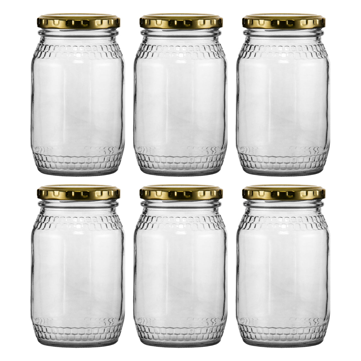 CONSOL HONEY JARS WITH GOLD LIDS 6PK, 352ML