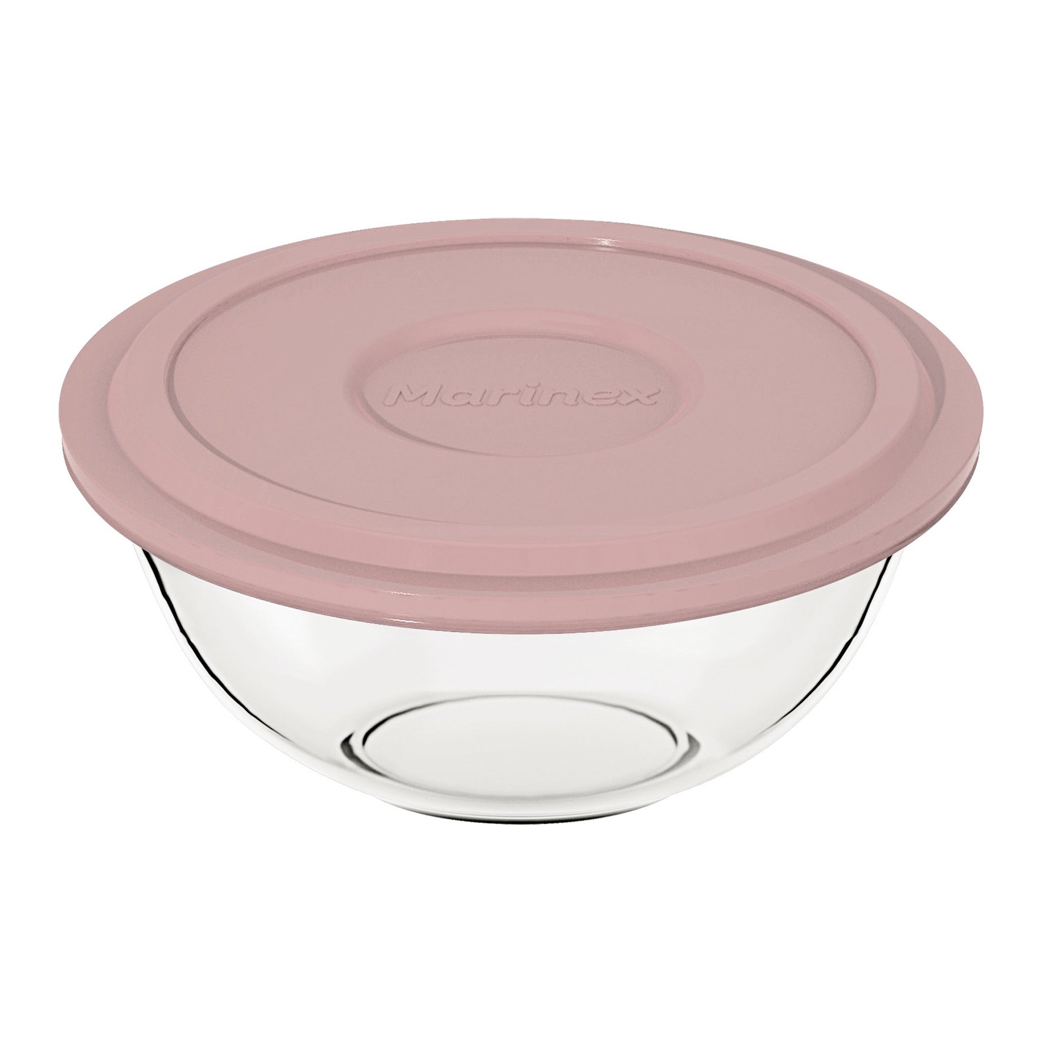 MARINEX GLASS MIXING BOWLS WITH COLOURED PLASTIC LIDS, 1.5L