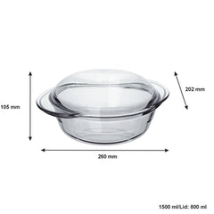 MARINEX MEDIUM ROUND CASSEROLE 1.5L & LID 800ML, 2.3L