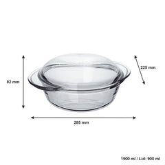 MARINEX LARGE ROUND CASSEROLE 1.9L & LID 900ML, 2.8L