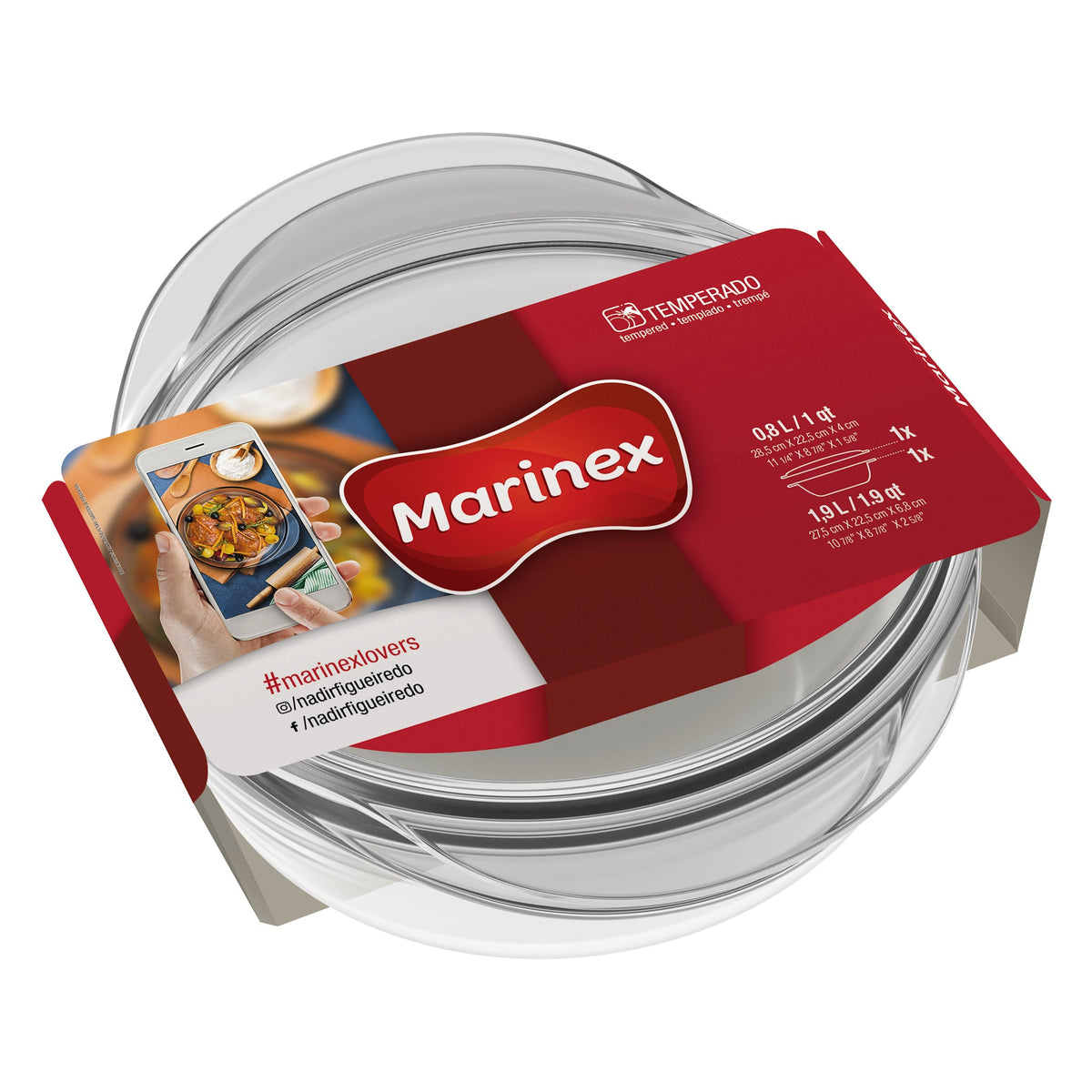 MARINEX LARGE ROUND CASSEROLE 1.9L & LID 900ML, 2.8L