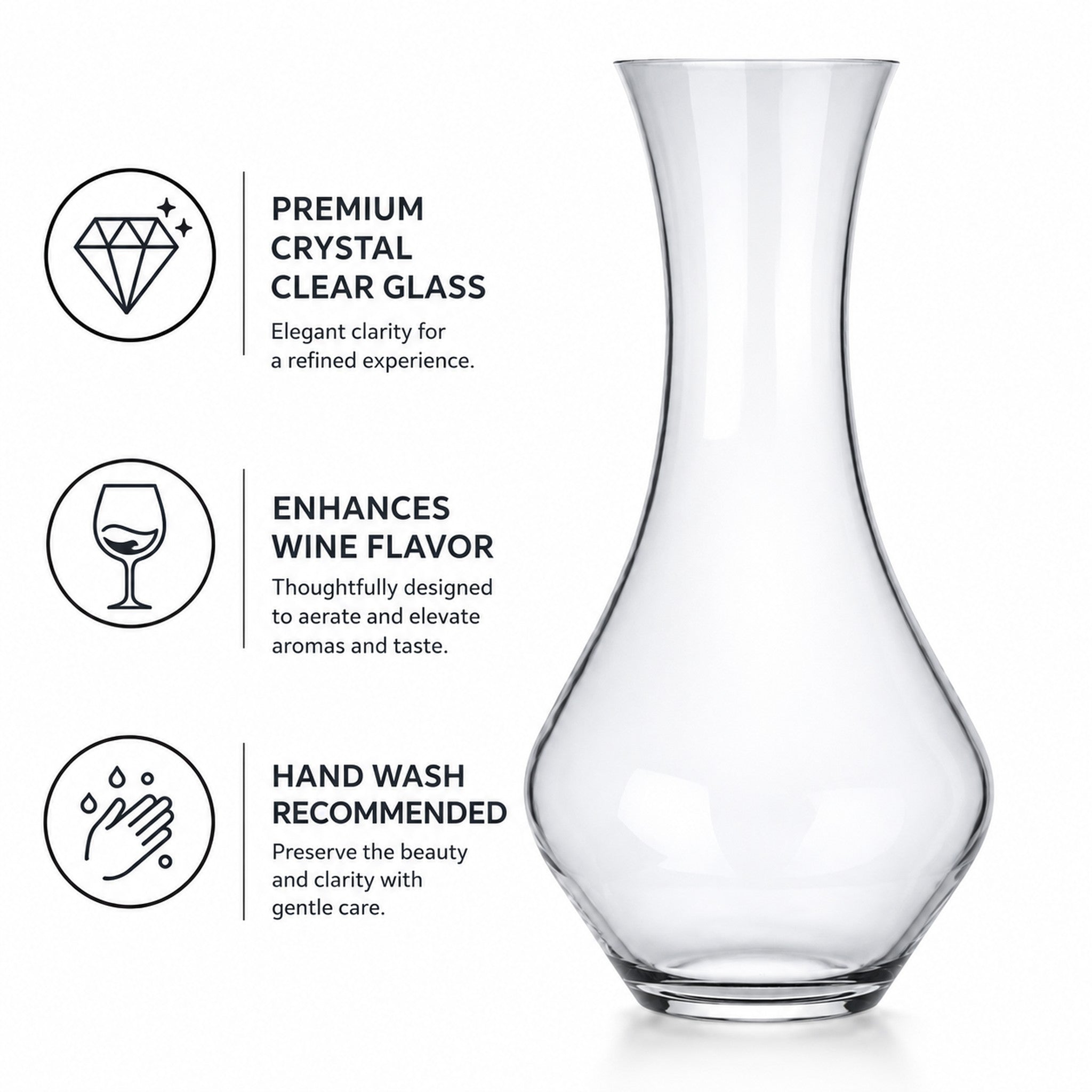NADIR MALBEC GLASS WINE DECANTER, 950ML