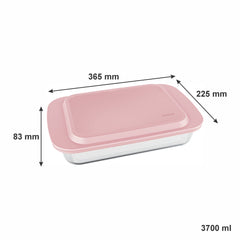 MARINEX RECT. ROASTER WITH PINK PLASTIC LID, 3.7L